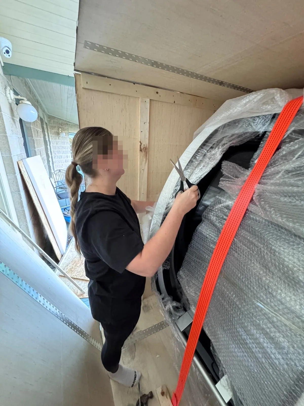 Removing the protective wrapping