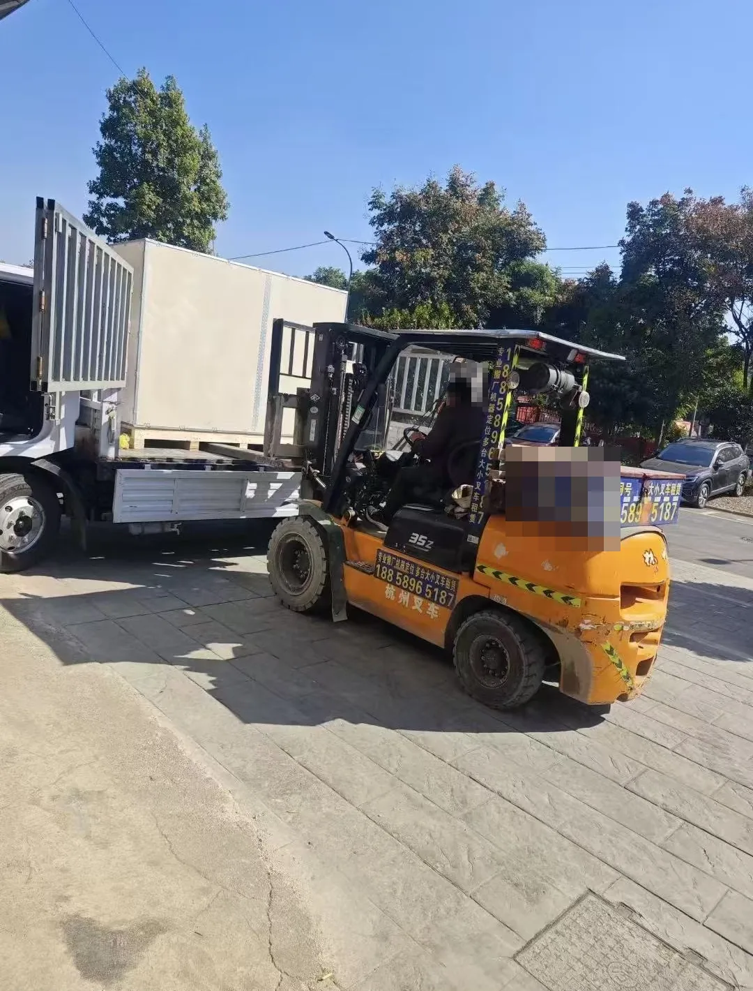 Crated chamber loaded by forklift