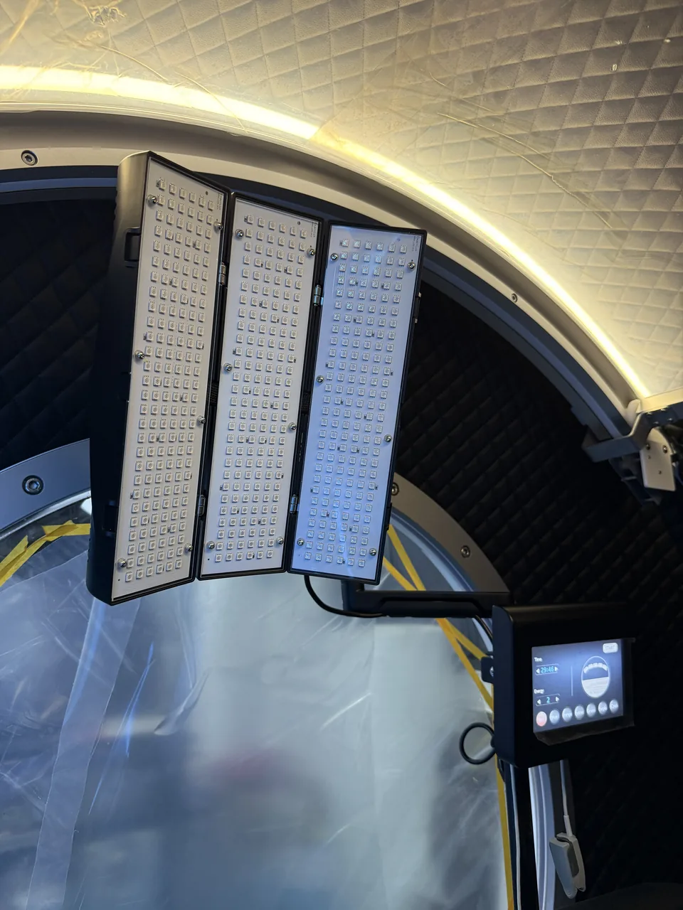 Three-panel infrared light and touch panel inside a LUMEN