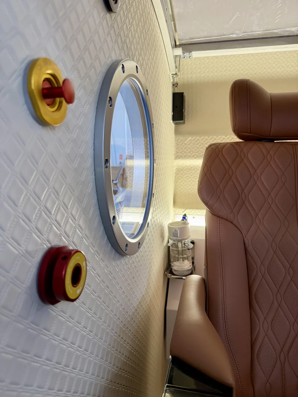 Porthole windows and emergency buttons